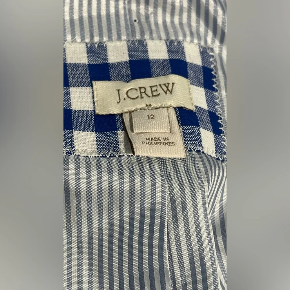 J. Crew Gingham Linen Schoolboy Blazer Jacket Sz 12 - Picture 7 of 11